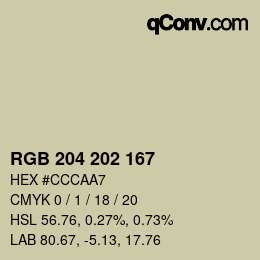 颜色代码: RGB 204 202 167 | qconv.com