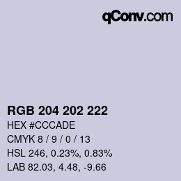 Farbcode: RGB 204 202 222 | qconv.com