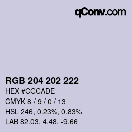 颜色代码: RGB 204 202 222 | qconv.com