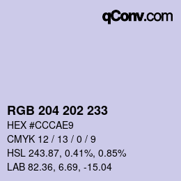 カラーコード: RGB 204 202 233 | qconv.com