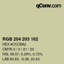 カラーコード: RGB 204 203 162 | qconv.com
