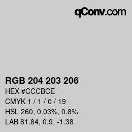 Farbcode: RGB 204 203 206 | qconv.com