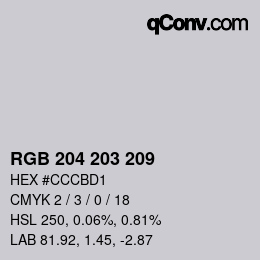 Code couleur: RGB 204 203 209 | qconv.com