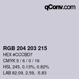 Farbcode: RGB 204 203 215 | qconv.com
