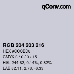 颜色代码: RGB 204 203 216 | qconv.com