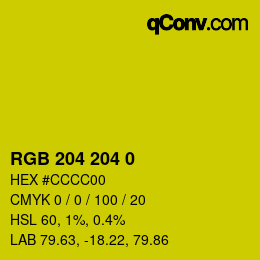 颜色代码: RGB 204 204 0 | qconv.com