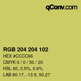 Color code: RGB 204 204 102 | qconv.com