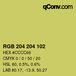 カラーコード: RGB 204 204 102 | qconv.com