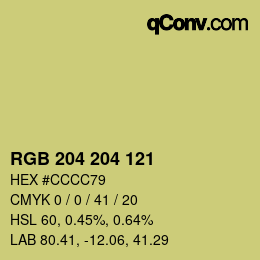 Color code: RGB 204 204 121 | qconv.com