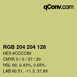 カラーコード: RGB 204 204 128 | qconv.com