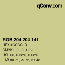 カラーコード: RGB 204 204 141 | qconv.com