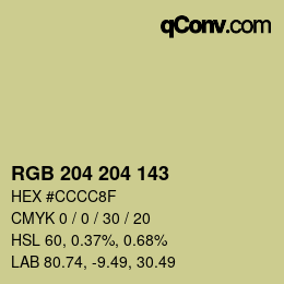 Color code: RGB 204 204 143 | qconv.com