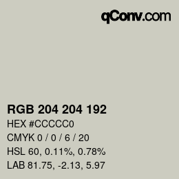 Color code: RGB 204 204 192 | qconv.com