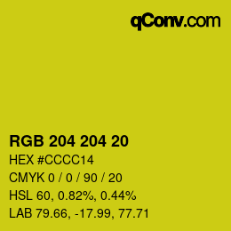 Color code: RGB 204 204 20 | qconv.com