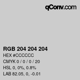 Farbcode: RGB 204 204 204 | qconv.com