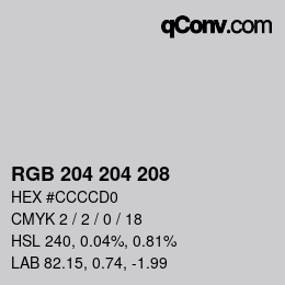 カラーコード: RGB 204 204 208 | qconv.com