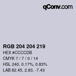 カラーコード: RGB 204 204 219 | qconv.com