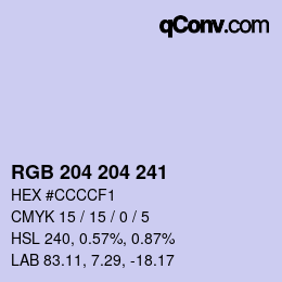 Color code: RGB 204 204 241 | qconv.com