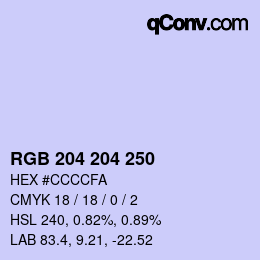 Color code: RGB 204 204 250 | qconv.com