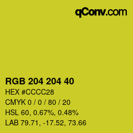 カラーコード: RGB 204 204 40 | qconv.com