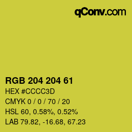 カラーコード: RGB 204 204 61 | qconv.com