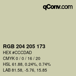 Farbcode: RGB 204 205 173 | qconv.com