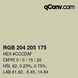 Código de color: RGB 204 205 175 | qconv.com