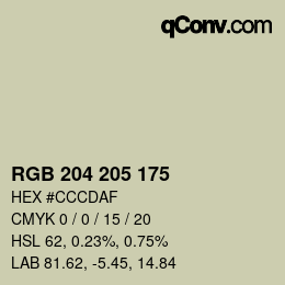 颜色代码: RGB 204 205 175 | qconv.com
