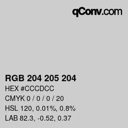 カラーコード: RGB 204 205 204 | qconv.com