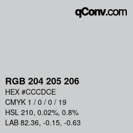 Code couleur: RGB 204 205 206 | qconv.com