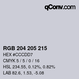 颜色代码: RGB 204 205 215 | qconv.com