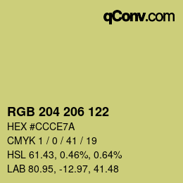 Color code: RGB 204 206 122 | qconv.com