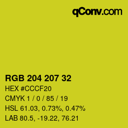 颜色代码: RGB 204 207 32 | qconv.com