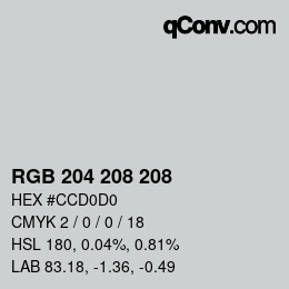 Farbcode: RGB 204 208 208 | qconv.com