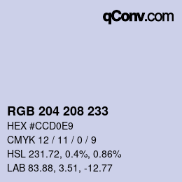 Color code: RGB 204 208 233 | qconv.com