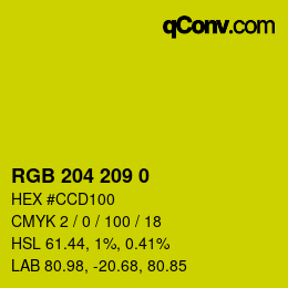 颜色代码: RGB 204 209 0 | qconv.com