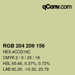 颜色代码: RGB 204 209 156 | qconv.com