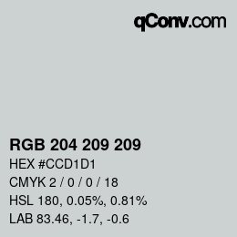 Color code: RGB 204 209 209 | qconv.com