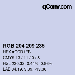 Color code: RGB 204 209 235 | qconv.com