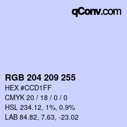 カラーコード: RGB 204 209 255 | qconv.com