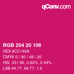 Color code: RGB 204 20 106 | qconv.com