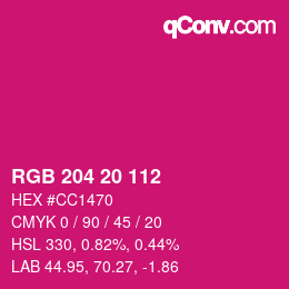 Color code: RGB 204 20 112 | qconv.com