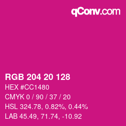 Color code: RGB 204 20 128 | qconv.com