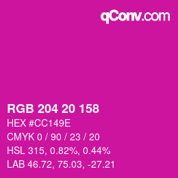 Color code: RGB 204 20 158 | qconv.com