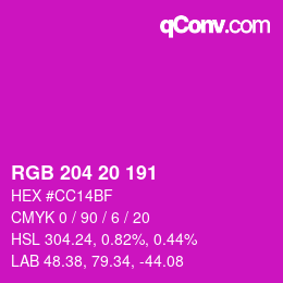 Color code: RGB 204 20 191 | qconv.com
