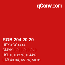 Color code: RGB 204 20 20 | qconv.com