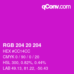 Color code: RGB 204 20 204 | qconv.com