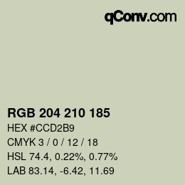 Color code: RGB 204 210 185 | qconv.com