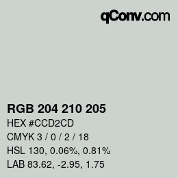 颜色代码: RGB 204 210 205 | qconv.com