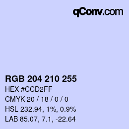 Color code: RGB 204 210 255 | qconv.com